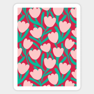 Boho tulips flower pattern in viva magenta and pink Sticker